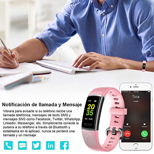 Yishark Pulsera Actividad Reloj Inteligente Mujer Fitness Tracker Niños Hombres Podómetro Reloj Deportivo Monitor de Sueño Pulsómetros Contador de Calorías Pasos Reloj Salud para Android iOS iPhone