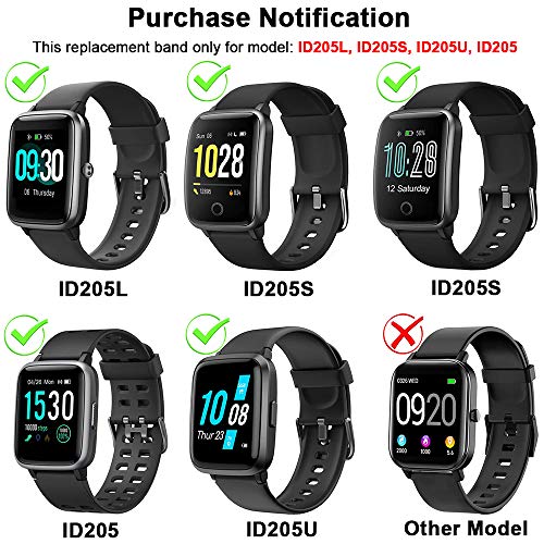 Yishark Pulseras de Repuesto para Fitness Tracker Correa ID205 ID205L ID205S ID205U Correa Repuesto de Reloj Deportivo Inteligente Pulseras Actividad Contador Pasos Calorías Podometro (Negro + Rosado)