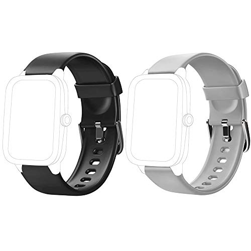 Yishark Pulseras de Repuesto para Fitness Tracker Correa ID205 ID205L ID205S ID205U Correa Repuesto de Reloj Deportivo Inteligente Pulseras Actividad Contador Pasos Calorías Podometro (Negro + Gris)