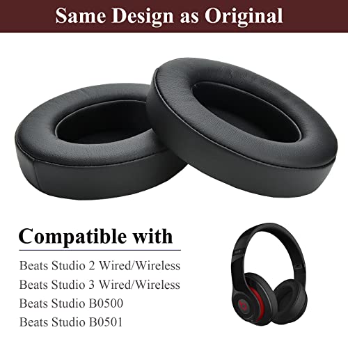 Yizhet Almohadilla Auriculares Compatible con Beats Dr. Dre Studio 2.0 Beats Studio 2.0 Wired / Studio 2.0 Wireless B0500 / B0501 / Studio 3.0 Wireless, 1 Par Cascos Almohadillas Cascos (Negro)