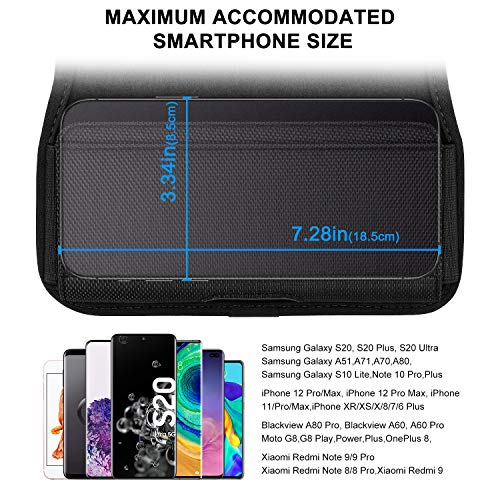 ykooe Funda Cinturón Horizontal para Xiaomi, Nylon Bolsa con Clip para Xiaomi Redmi Note 8 Pro, Xiaomi Redmi 9/Note 9s/Note 9 Pro (XL)