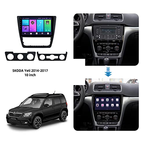 YLCCC coche Radio Stéreo Android 10.0 Sat nav Para Sko-da Yeti 2014-2017 GPS Navegación Multimedia Player Pantalla Táctil Soporte 4G+Wifi/SWC/Carplay/Bluetooth/DSP/enlace espejo,8 Core 4G+WiFi: 2+32GB