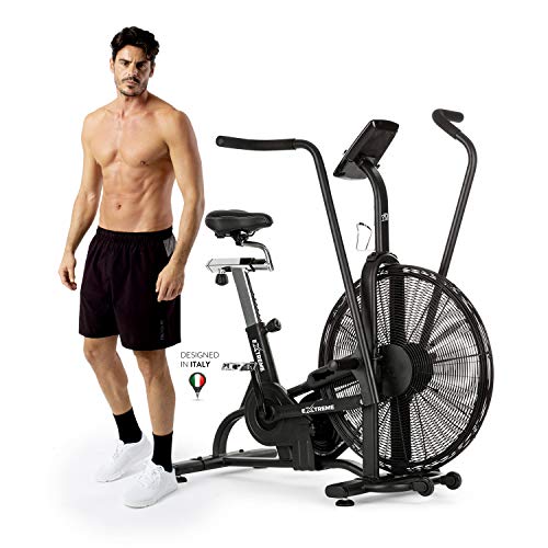 YM AirBike Pro EXTREME Cross Training, Mod.2021, Estructura y componentes reforzados, Compatible con cinturones cardíaca, Computadora integrada con pantalla LCD y programas de entrenamiento, Ruedas