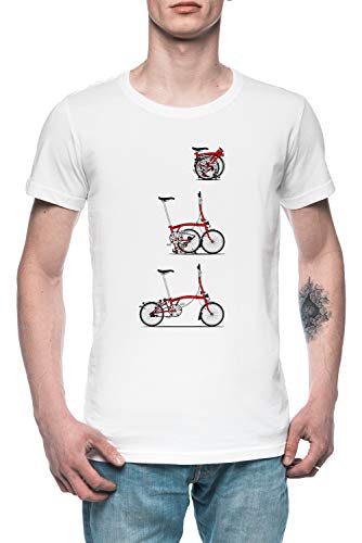 Yo Amor Mi Plegable Brompton Bicicleta Hombre Camiseta tee Blanco Men's White T-Shirt