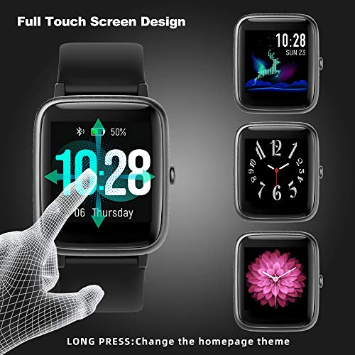 YONMIG Reloj Inteligente Mujer y Hombre, Smartwatch Impermeable IP68 Pulsera Actividad Deportivo con Monitor de Sueño, Pulsómetro, Pantalla Táctil Completa Reloj Fitness para Android y iOS