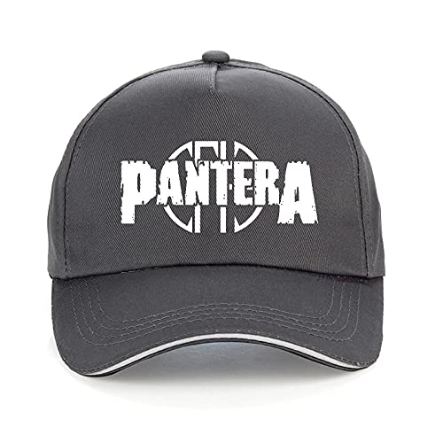 Yooci Gorras De Hombre Pantera Logo Gorra Heavy Metal Rock Gorras de béisbol Hombres Mujeres Gorra de Hip Hop Ajustable Snapback Gorra Hombre-Gris