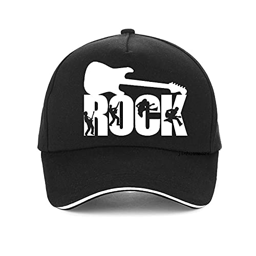 Yooci Gorras De Hombre Summer Rock Gorra de béisbol Hombres Mujeres Moda Rock Letter Hat para Hombres 100% algodón Snapback Sombreros Hip Hop Casquette Bone Gorras-Black
