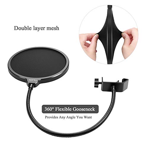 YOTTO Pantallas antiviento y filtros anti-pop Pop Filter para micrófonos, Espuma Paraviento Micrófono Parabrisas para Blue Yeti, Yeti Pro Condenser Micrófono