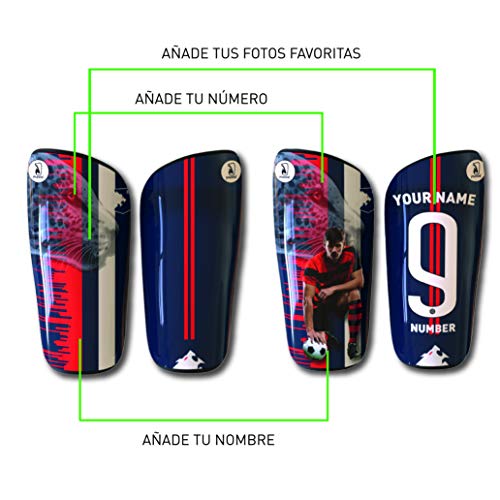 Younext Espinilleras Personalizadas para fútbol con tu Foto, Nombre y número