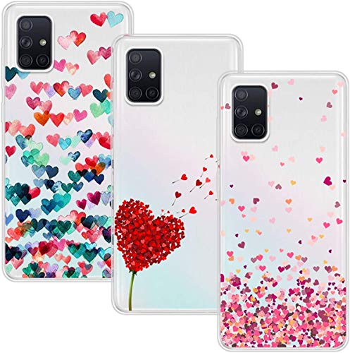 Young & Ming Funda para Samsung Galaxy A71 4G [No para 5G], (3 Pack) Transparente TPU Silicona Carcasa Delgado Antigolpes Resistente, Amor