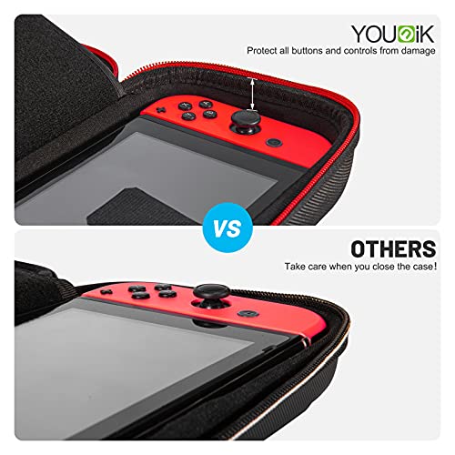 Younik Funda para NS Switch/Switch OLED Versión Mejorada Viaje rígida Case con más Espacio de Almacenamiento para 19 Juegos, Oficial Adaptador de AC y Otros Accesorios NS Switch