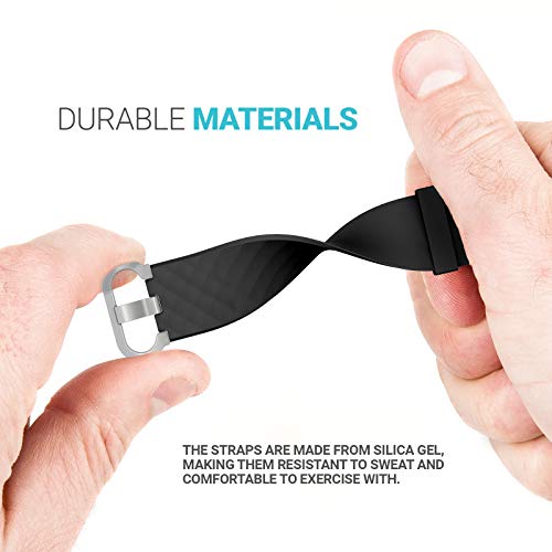 Yousave Accessories® Correa Compatible con Fitbit Charge 3 & Charge 4, Pulsera Deportiva de Silicona de Repuesto Compatible con Fitbit Charge3 / Charge4 - Grande - Negro