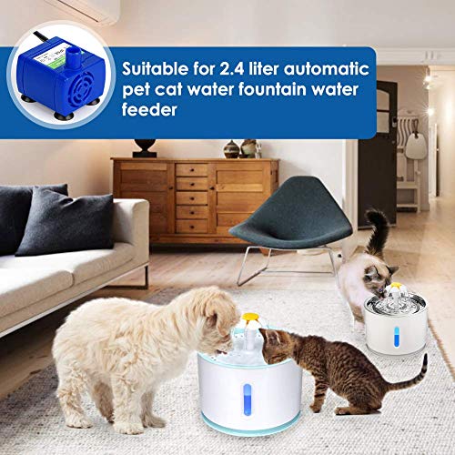 YOUTHINK Bomba de Agua Silenciosa Que Ahorra Energía para Fuente para Mascotas de 2.4 L con luz LED Sumergible con Cable de Alimentación de 6 pies, Fuente de Repuesto para Bomba para Mascotas