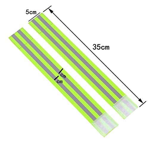 YOUYIKE® Set de 4 Cintas Reflectantes - Banda Reflectante neón de Alta Visibilidad para Actividades Deportivas - Tira Fluorescente Ajustable