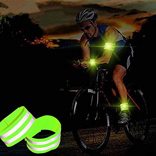 YOUYIKE® Set de 4 Cintas Reflectantes - Banda Reflectante neón de Alta Visibilidad para Actividades Deportivas - Tira Fluorescente Ajustable