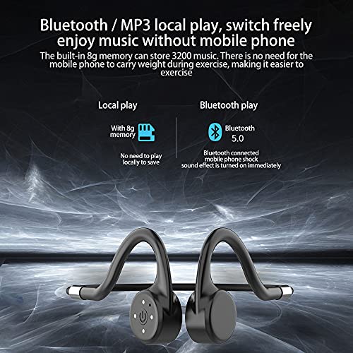 YOUYO Auriculares de conducción ósea, Aftershock auriculares inalámbricos, efecto de sonido privado de conducción ósea, conectar auriculares o jugar solo, Bluetooth 5.0 bajo consumo de energía