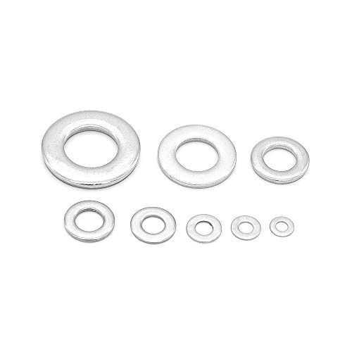Yuhtech 360 Pcs Acero inoxidable Juego de arandelas planas M2, M2,5, M3, M4, M5, M6, M8, M10
