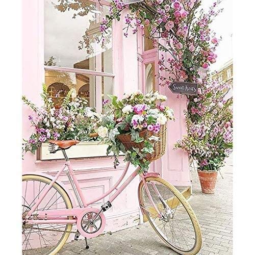 YUQIYU Bricolaje Flor de Bicicletas 5D La Plaza del Diamante Pintura de Punto de Cruz Crafts Diamante Bordado Pintura de Pared Decoración for el Hogar