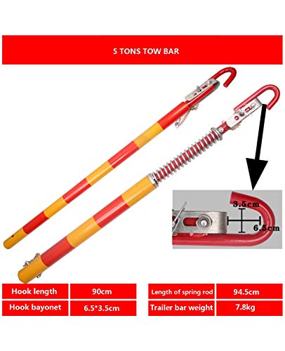 YW 5 Ton Remolque Barra de Remolque Pole, Coches Van Recuperación Remolque Bar, 5000Kg Heavy Duty Tope de Resorte, Remolque Bar for El automóvil, en Carreteras