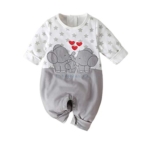 YWLINK Bebé Pelele De Manga Larga Mono Unisex Mameluco Infantil De AlgodóN para Letra De Elefante Bebé De Dibujos Animados ReciéN Nacido Pijama De Body para NiñOs PequeñOs Ropa para Dormir