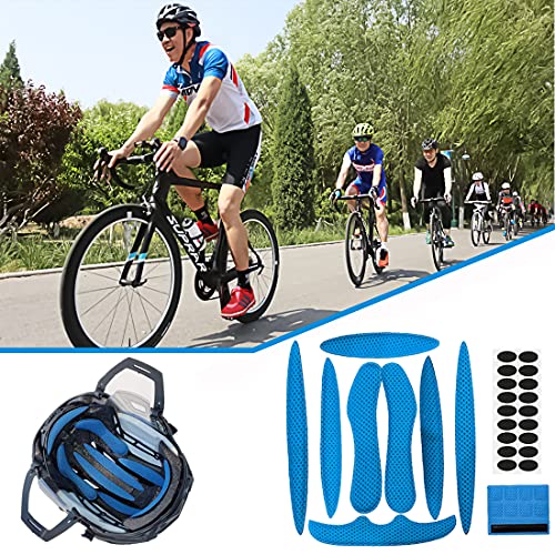 YXHZVON Kit de Espuma para Acolchado de Casco, 2 Juegos de Almohadillas de Espuma para Casco con Almohadillas de Velcro, Accesorios para Cascos de Ciclismo para Bicicleta y Motocicleta (Azul)