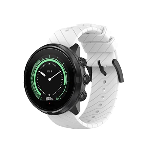 YYAN Ajuste de la Correa de la Banda de Silicona Suave de 24 mm for la muñeca Deportiva de Suunto Spartan Hora Mujeres Hombres Relojes Brazalete Apta for suunto 9/9 Baro / D5 (Band Color : White)