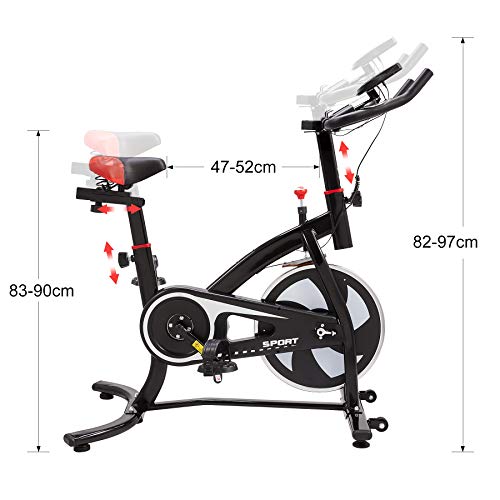 Z Zelus Bicicleta Estática para Fitness de Capacidad 100KG Bicicleta de Spinning Profesional con Volante 6KG Exercise Bike para Casa y Gimnasio