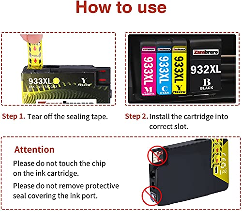 Zambrero 932 933 XL Cartuchos de tinta Reemplazo para HP 932XL 933XL Alta Capacidad Compatible con HP Officejet 7110 6700 6600 6100 7510 7610 7612