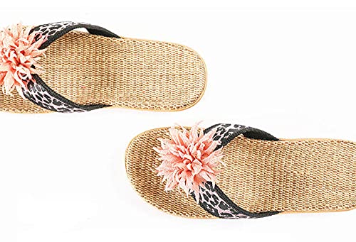 Zapatillas Casa Chanclas Sandalias Sandalias De Lino para Hombre Patrón De Leopardo Chanclas De Interior Al Aire Libre Zapatillas De Playa De Lino-White_9