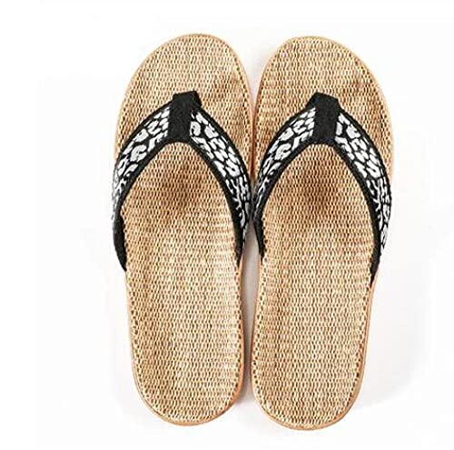 Zapatillas Casa Chanclas Sandalias Sandalias De Lino para Hombre Patrón De Leopardo Chanclas De Interior Al Aire Libre Zapatillas De Playa De Lino-White_9