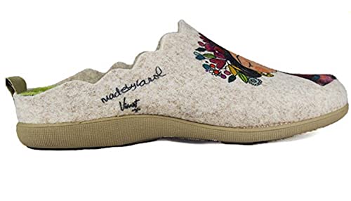 Zapatillas casa mujer fieltro Frida cómodas frase bonita - Garantía de calidad (39 EU, numeric_39)