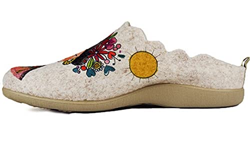 Zapatillas casa mujer fieltro Frida cómodas frase bonita - Garantía de calidad (39 EU, numeric_39)
