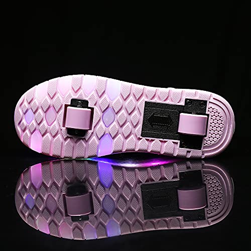 Zapatillas con Ruedas Niña Niño Zapatos con Ruedas y Luces LED Luminosas Flash Rueda Patines Deportivo al Aire Libre Gimnasia Running Niños Zapatos de Skateboard con USB Carga