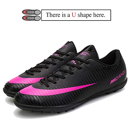 Zapatillas de fútbol Topoption para niños y adultos, profesionales, para entrenar al aire libre, para exteriores, atléticos, con tacos, unisex, color Negro, talla 42 EU