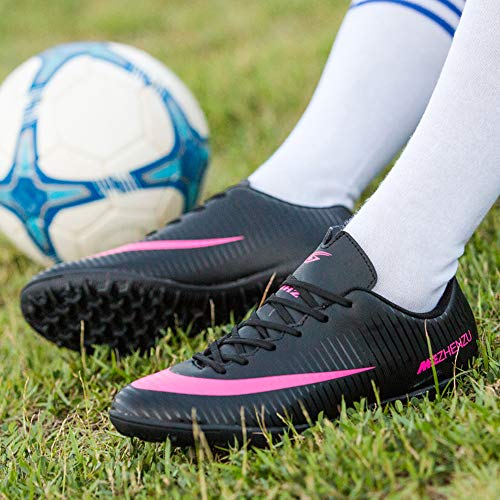 Zapatillas de fútbol Topoption para niños y adultos, profesionales, para entrenar al aire libre, para exteriores, atléticos, con tacos, unisex, color Negro, talla 42 EU