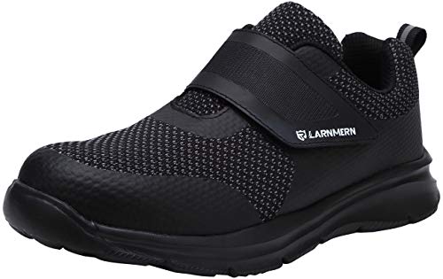 Zapatillas de Seguridad Hombre,LM180121 SBP Zapatos de Trabajo Mujer con Punta de Acero Ultra Liviano Reflectivo Transpirable 47 EU,Triple Negro