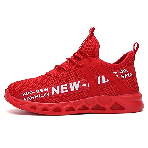 Zapatillas Deportivas Niños Bambas Ligero Niño Tenis Nino Zapatos para Correr Caminar Niños 36 EU,Rojo