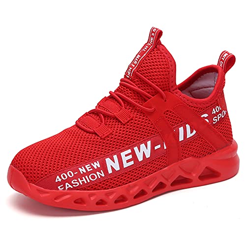 Zapatillas Deportivas Niños Bambas Ligero Niño Tenis Nino Zapatos para Correr Caminar Niños 36 EU,Rojo