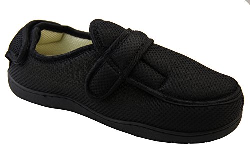 Zapatillas ortopédicas Footwear Studio con velcro ajustable para hombres, color Negro, talla 43 EU/44 EU 9/10 UK