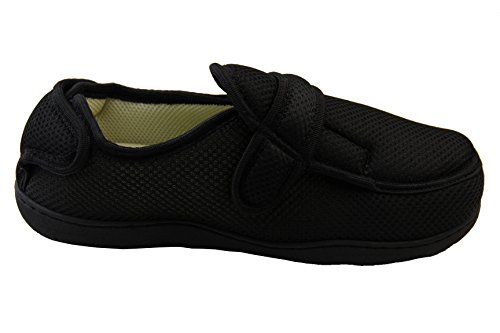 Zapatillas ortopédicas Footwear Studio con velcro ajustable para hombres, color Negro, talla 43 EU/44 EU 9/10 UK