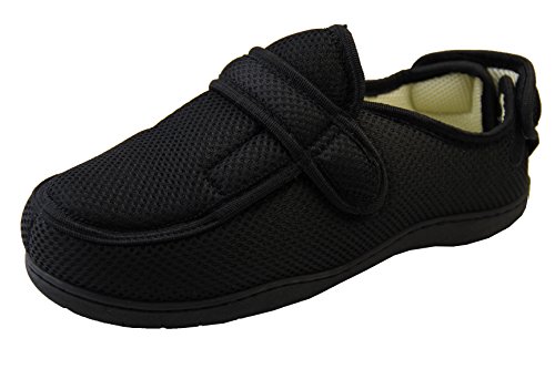 Zapatillas ortopédicas Footwear Studio con velcro ajustable para hombres, color Negro, talla 43 EU/44 EU 9/10 UK