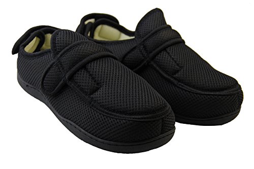 Zapatillas ortopédicas Footwear Studio con velcro ajustable para hombres, color Negro, talla 43 EU/44 EU 9/10 UK