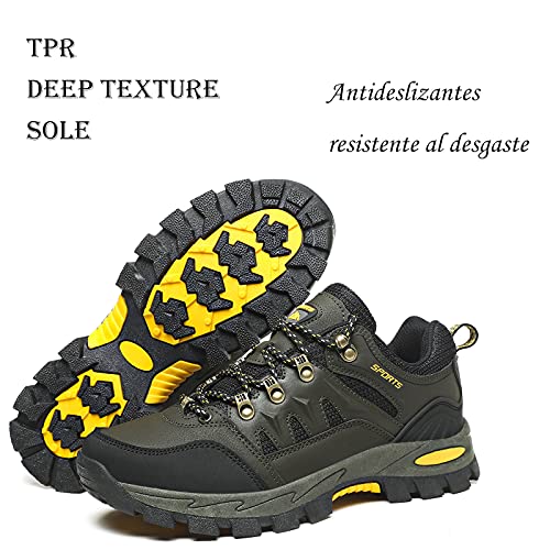 Zapatillas Senderismo Hombres Ligeras Antideslizantes Transpirable Botas de Montaña Zapatillas Trekking Mujer Verde