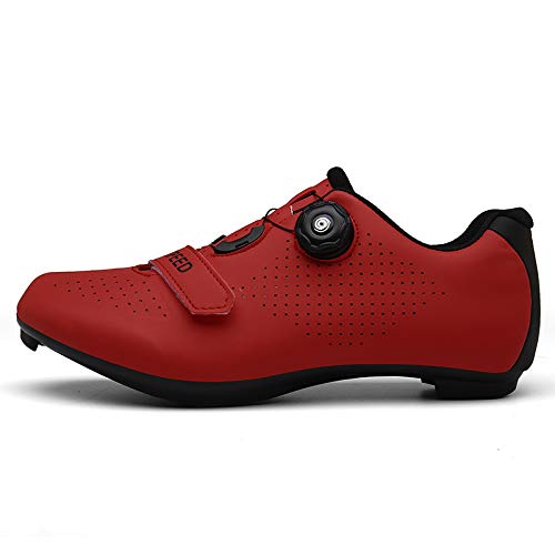 Zapatos de ciclismo Spin Shoestring con zapatos peloton compatibles con SPD y Delta Lock Pedal Bike Shoes, Red, 44/46 EU