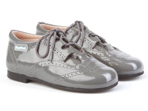 Zapatos Inglesitos Charol para Niños Todo Piel mod.1505. Calzado Infantil Made in Spain, Garantia de Calidad. (27, Gris)