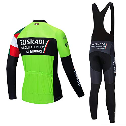 ZDFLC Invierno Conjunto Ropa Ciclismo para Hombre, Forro Térmico Maillot Ciclismo Mangas Largas y Pantalones Largos de Bicicleta con 3D Acolchado Gel