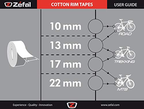 Zefal 9151.0 Cinta Fondo Llanta Carretera, Blanco, 17 mm, 10 unidades