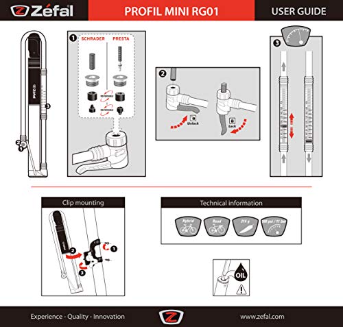 Zefal Profil Mini RG01 Bomba, Unisex, Plateado/Negro, Talla única