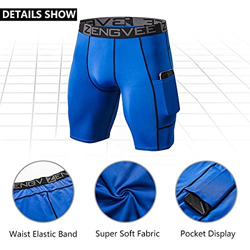 ZENGVEE 3 Piezas Pantalones Cortos Hombre Deporte de Secado Rápido para Running Hombres Deporte para Gym, Yoga, Running(Gray Black Blue-XL)