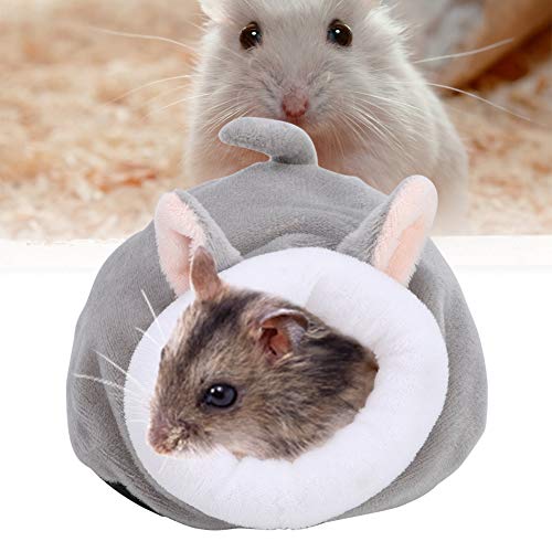 Zerodis Mini cama de hámster, forma de animal de dibujos animados invierno cálido cama para dormir nido para animales pequeños ratones erizo rata enano hámster gerbil (gris)